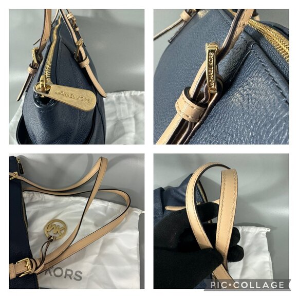 Michael Michael Kors Navy Blue Leather Medium Jet SEt Top Zip Tote - Picture 10 of 14